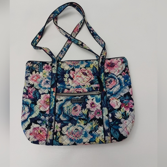 Vera Bradley Small VERA TOTE in Garden Grove Top zip bag w/ front pockets - Picture 4 of 6